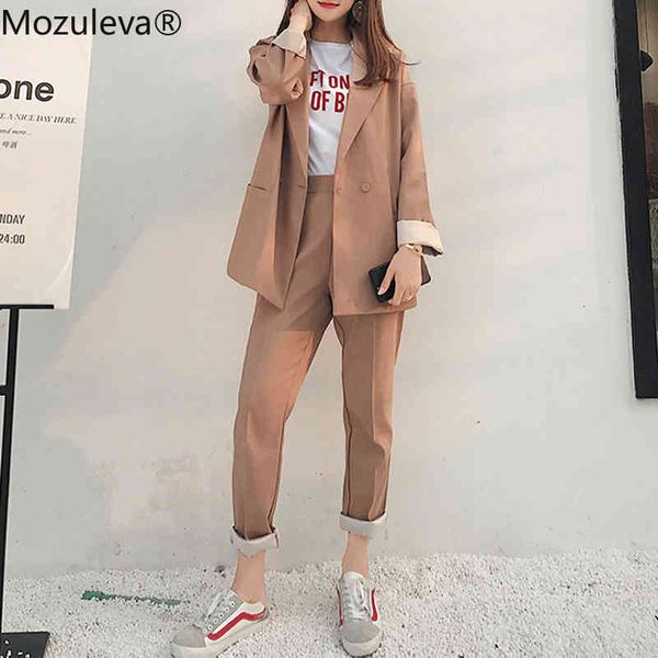 autumn ladies casual pant suits 2 pieces set women long sleeve blazer & elastic waist slim suit pants 210427, White;black
autumn ladies casual pant suits 2 pieces set women long sleeve blazer & elastic waist slim suit pants 210427, White;black