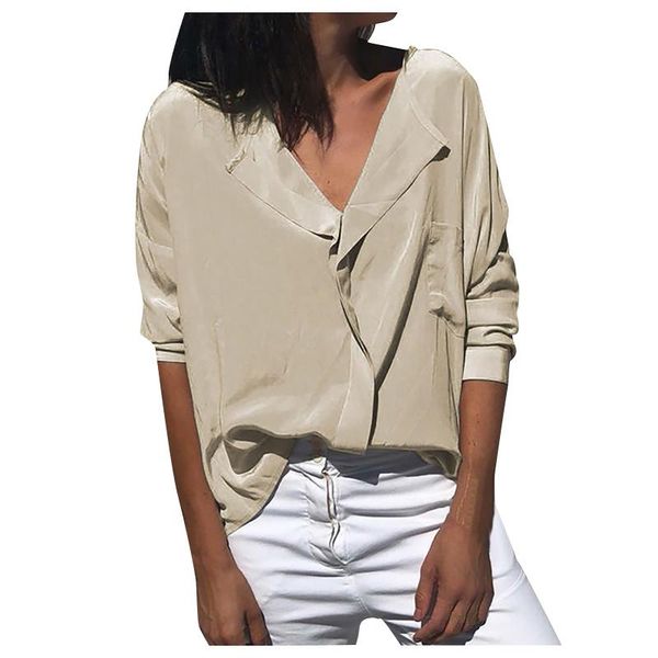 women's blouses & shirts fashion plus size blouse womens and long sleeve v-neck loose solid color shirt vetement femme 2021, White
women's blouses & shirts fashion plus size blouse womens and long sleeve v-neck loose solid color shirt vetement femme 2021, White