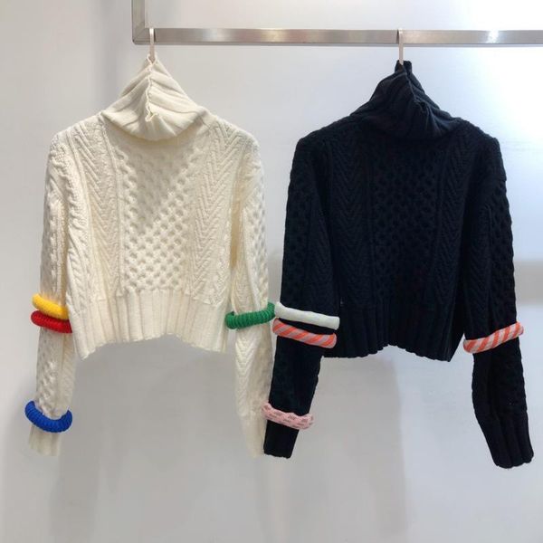 ladies fashion long-sleeved casual contrast color decorative turtleneck sweater 0105 women's sweaters, White;black
ladies fashion long-sleeved casual contrast color decorative turtleneck sweater 0105 women's sweaters, White;black