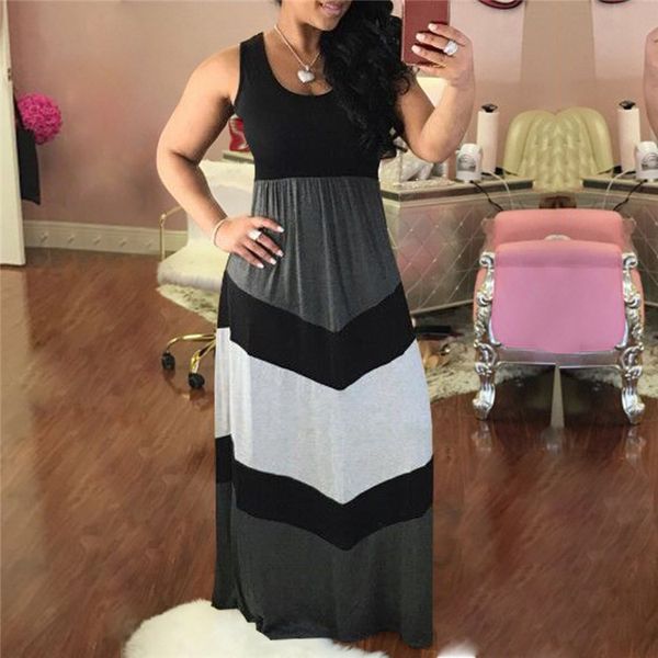 factoryiyn9 sleeveless ld98059 2020 stitched summer new striped women's dress, White;black
factoryiyn9 sleeveless ld98059 2020 stitched summer new striped women's dress, White;black