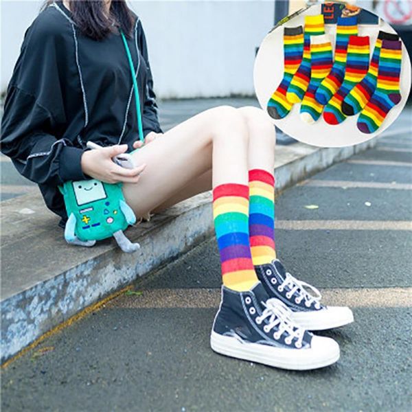 sports socks fashion sport novel candy color women's stockings harajuku style rainbow stripe pattern, Black
sports socks fashion sport novel candy color women's stockings harajuku style rainbow stripe pattern, Black