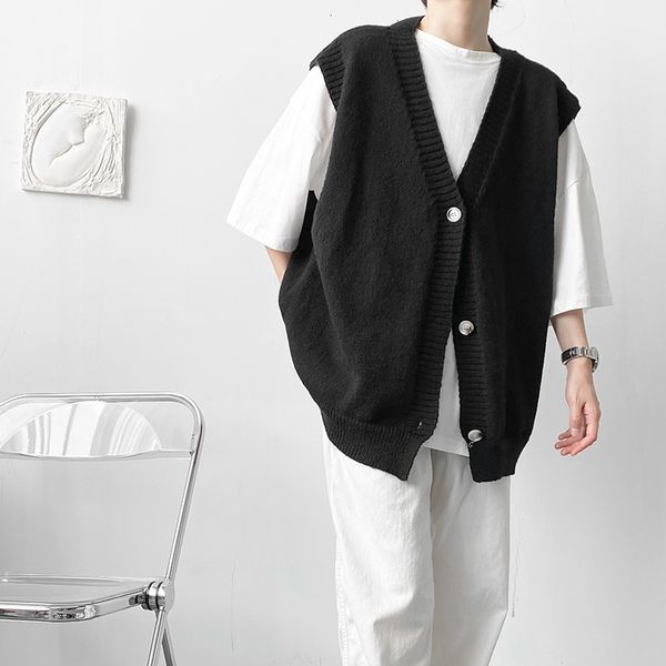 men's sweaters 4 color loose casual korean knitted vest cardigan jacket male women streetwear fashion sleeveless sweater coat sq7j, White;black
men's sweaters 4 color loose casual korean knitted vest cardigan jacket male women streetwear fashion sleeveless sweater coat sq7j, White;black