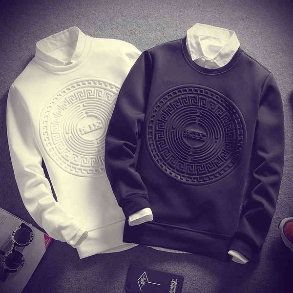 2019 winter new men's loose large bottomed shirt fashion casual round neck pullover, Black
2019 winter new men's loose large bottomed shirt fashion casual round neck pullover, Black
