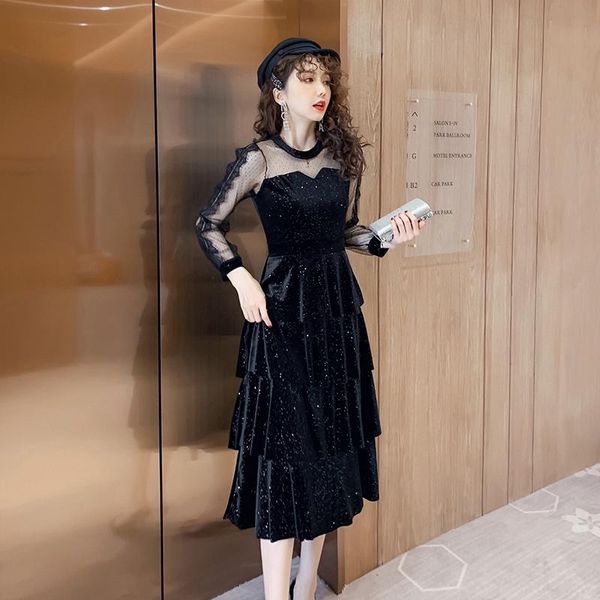 casual dresses spring and summer 2021 style french long sequin splicing cake dress black temperament velvet, Black;gray
casual dresses spring and summer 2021 style french long sequin splicing cake dress black temperament velvet, Black;gray