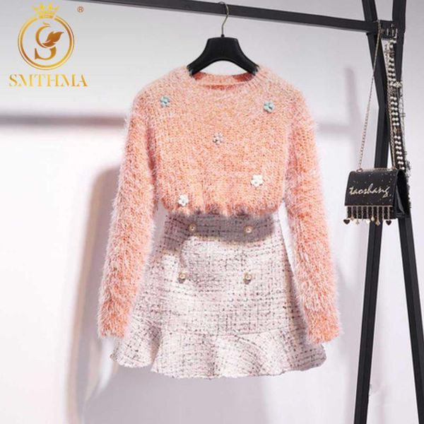 two piece dress 2021 fall winter mohair flower knit sweater + double-breasted short tweed skirts womens elegant two-piece set female, White
two piece dress 2021 fall winter mohair flower knit sweater + double-breasted short tweed skirts womens elegant two-piece set female, White