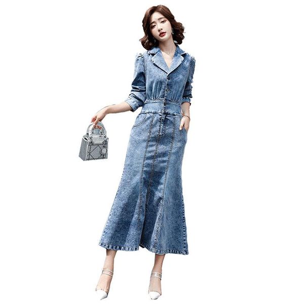 casual dresses spring autumn suit collar long sleeve single breasted denim dress long-sleeved waist temperament midi design sense wear, Black;gray
casual dresses spring autumn suit collar long sleeve single breasted denim dress long-sleeved waist temperament midi design sense wear, Black;gray