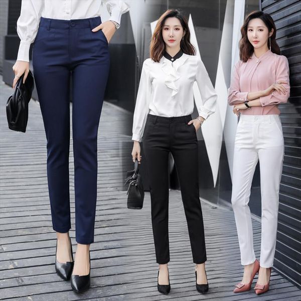high waist office korean fashion women capris full length straight formal work wear solid trousers, Black;white
high waist office korean fashion women capris full length straight formal work wear solid trousers, Black;white