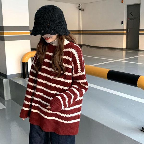 autumn and winter sweet striped sweater schoolgirl loose-fitting round collar head knit (shipped in 5 days) women's sweaters, White;black
autumn and winter sweet striped sweater schoolgirl loose-fitting round collar head knit (shipped in 5 days) women's sweaters, White;black