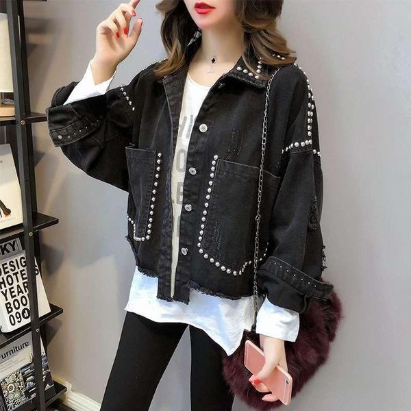 women's jackets 2021 spring autumn women korean fashion beading rivets denim jacket short single-breasted turndown collar jean coat y44, Black;brown
women's jackets 2021 spring autumn women korean fashion beading rivets denim jacket short single-breasted turndown collar jean coat y44, Black;brown