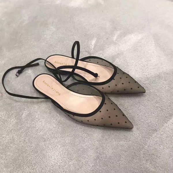summer sandals women roman transparent mesh polka dots with flat-heeled baotou nude color flats single shoe slides, Black
summer sandals women roman transparent mesh polka dots with flat-heeled baotou nude color flats single shoe slides, Black