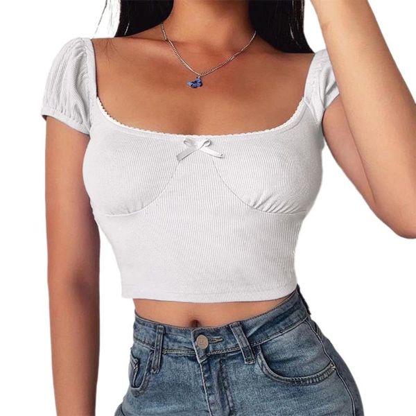 women's t-shirt women clothes fashion short sleeve square collar summer casual solid color slim for ladies, White
women's t-shirt women clothes fashion short sleeve square collar summer casual solid color slim for ladies, White