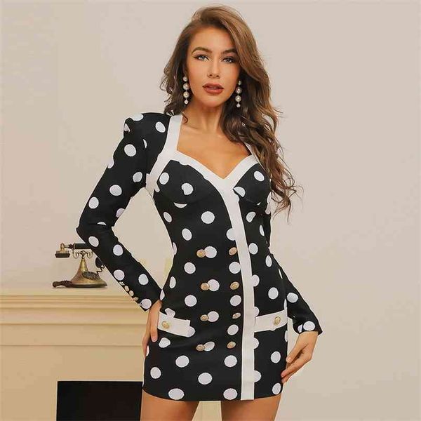 summer women dot black mini bandage dress long sleeve v neck buttons bodycon club evening runway party 210507, Black;gray
summer women dot black mini bandage dress long sleeve v neck buttons bodycon club evening runway party 210507, Black;gray