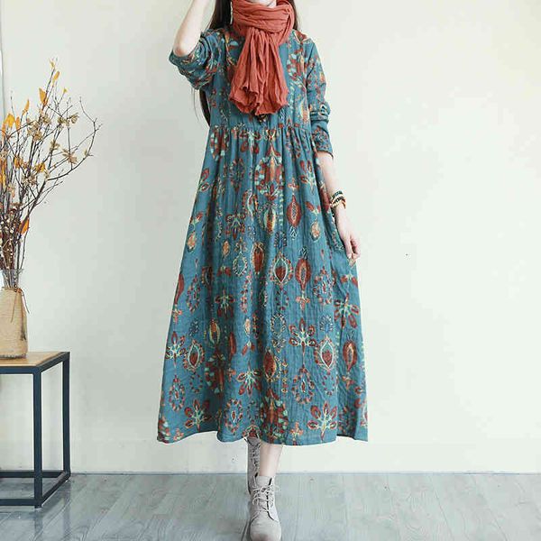 casual dresses double layer cotton yarn national wind print retro full mori girl uqi6, Black;gray
casual dresses double layer cotton yarn national wind print retro full mori girl uqi6, Black;gray