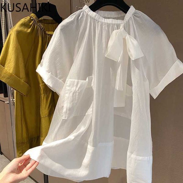 kusahiki sweet bow tie o-neck doll shirt korean short sleeve women blouse summer blusas mujer de moda 6j270 210602, White
kusahiki sweet bow tie o-neck doll shirt korean short sleeve women blouse summer blusas mujer de moda 6j270 210602, White