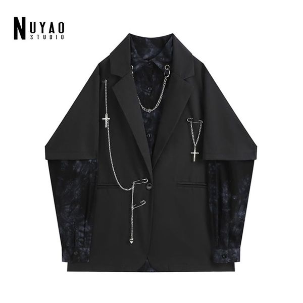 women's suits & blazers 2021 autumn korean metal vintage gothic women casual oversized female suit jackets harajuku outwear designer cl, White;black
women's suits & blazers 2021 autumn korean metal vintage gothic women casual oversized female suit jackets harajuku outwear designer cl, White;black