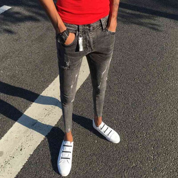 men's jeans style street ny jeans men ripped smoky gray students feet retro trend korean all-match teenagers pencil pants bys4, Blue
men's jeans style street ny jeans men ripped smoky gray students feet retro trend korean all-match teenagers pencil pants bys4, Blue