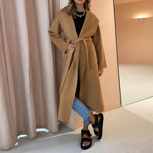 women's wool & blends autumn and winter brown big suit tie double-sided loose woolen coat jacket female korean version coats jackets, Black
women's wool & blends autumn and winter brown big suit tie double-sided loose woolen coat jacket female korean version coats jackets, Black