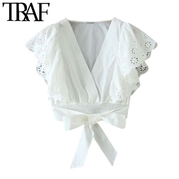 traf women sweet fashion hollow out embroidery cropped blouses vintage ruffled bow tied female shirts blusas chic 210415, White
traf women sweet fashion hollow out embroidery cropped blouses vintage ruffled bow tied female shirts blusas chic 210415, White