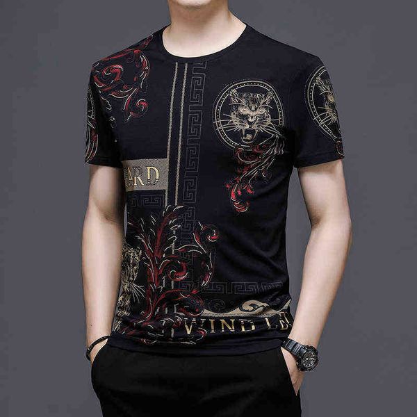 short t-shirt 2021 fashion brand diamond printed loose and simple mercerized cotton half sleeve men's wear, White;black
short t-shirt 2021 fashion brand diamond printed loose and simple mercerized cotton half sleeve men's wear, White;black