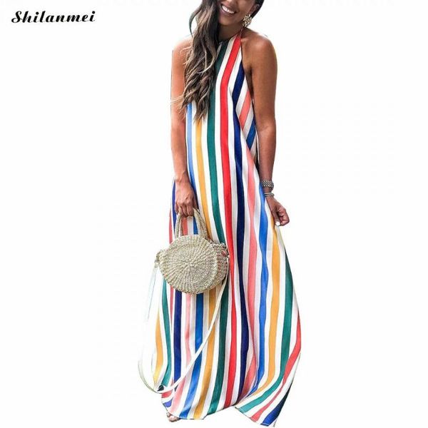 casual dresses summer women fashion striped print long maxi dress robe sundress plus size beach bodycon night vestidos, Black;gray
casual dresses summer women fashion striped print long maxi dress robe sundress plus size beach bodycon night vestidos, Black;gray