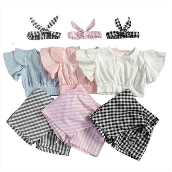 wallarenear 1-5y fashion infant baby girls clothes sets 3pcs ruffles flying sleeve t shirts striped plaid shorts headband, White
wallarenear 1-5y fashion infant baby girls clothes sets 3pcs ruffles flying sleeve t shirts striped plaid shorts headband, White