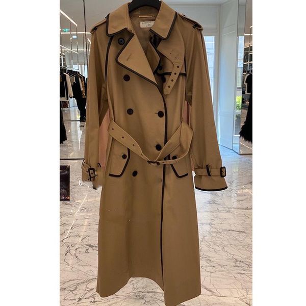 women's trench coats 21 autumn luxury women mid-length windbreaker british style double breasted oversize coat bag edge leather cotton, Tan;black
women's trench coats 21 autumn luxury women mid-length windbreaker british style double breasted oversize coat bag edge leather cotton, Tan;black