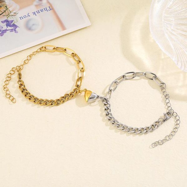2pcs/set heart shaped magnet attraction bracelet for couples stainless steel cuba chain men's and women's charm jewelry gifts brac, Golden;silver
2pcs/set heart shaped magnet attraction bracelet for couples stainless steel cuba chain men's and women's charm jewelry gifts brac, Golden;silver