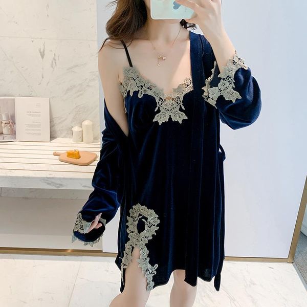 women's sleepwear autumn robe set women velour 2pcs lace nighty&robe female velvet kimono gown casual home dressing, Black;red
women's sleepwear autumn robe set women velour 2pcs lace nighty&robe female velvet kimono gown casual home dressing, Black;red