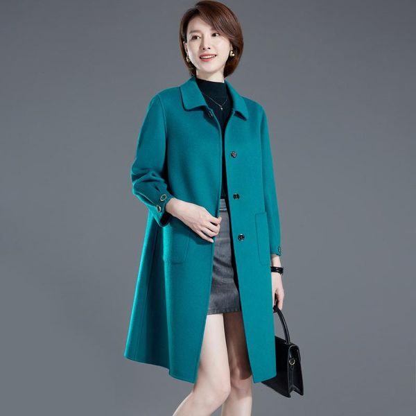 women's wool & blends cashmere coat 2021 double-sided tweed medium long loose large autumn winter mother's middle-aged, Black
women's wool & blends cashmere coat 2021 double-sided tweed medium long loose large autumn winter mother's middle-aged, Black