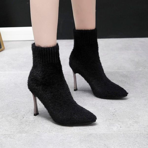 boots ankle autumn pointed toe stretch knitting sock plus size high heels female slip on lady shoes fashion shoe, Black
boots ankle autumn pointed toe stretch knitting sock plus size high heels female slip on lady shoes fashion shoe, Black