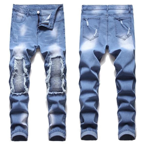 mens jeans cool pleated broken hole pants slim casual long trousers hip hop high street ripped denim for men men's, Blue
mens jeans cool pleated broken hole pants slim casual long trousers hip hop high street ripped denim for men men's, Blue