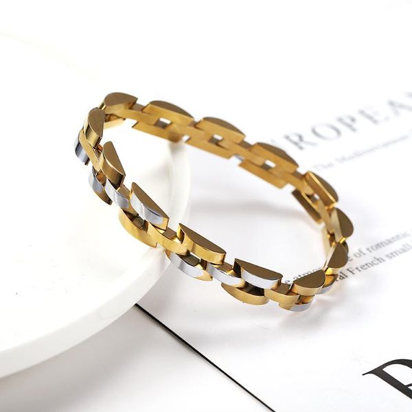 punk style titanium steel golden bracelet for man men link chain bangle gift charm bracelets, Golden;silver
punk style titanium steel golden bracelet for man men link chain bangle gift charm bracelets, Golden;silver