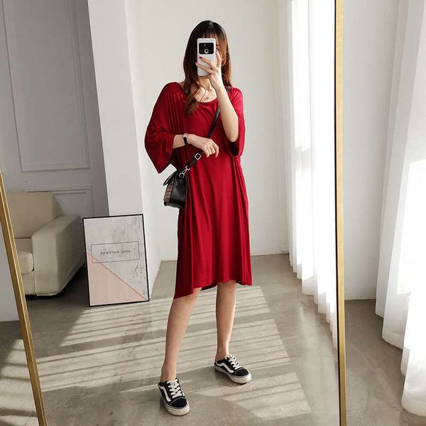 modal t-shirt dresses casual women's medium and long style european version loose size droop large round neck short sleeve dress, Black;gray
modal t-shirt dresses casual women's medium and long style european version loose size droop large round neck short sleeve dress, Black;gray