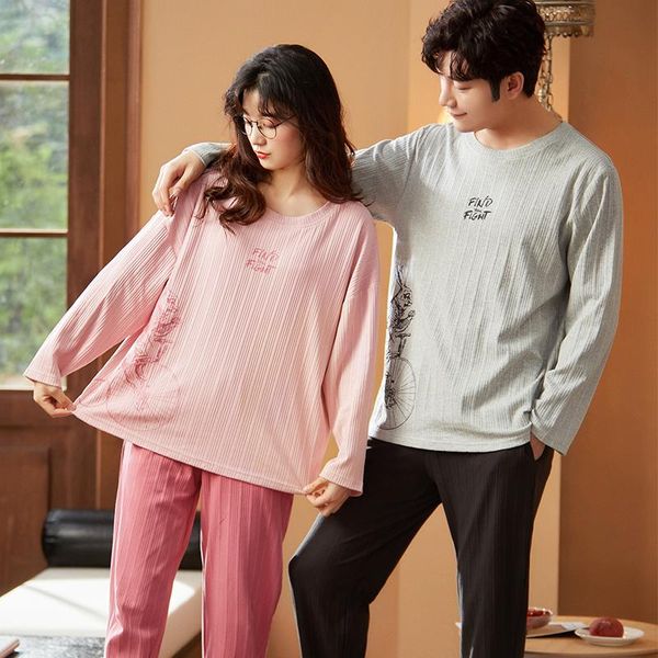 men's sleepwear long sleeve couple autumn winter pajamas set simple o-neck cotton homewear cartoon men women sweet pink, Black;brown
men's sleepwear long sleeve couple autumn winter pajamas set simple o-neck cotton homewear cartoon men women sweet pink, Black;brown