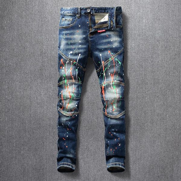 american streetwear 2021 men jeans retro blue washed slim fit paint designer hip hop pants spliced elastic biker homme men's
american streetwear 2021 men jeans retro blue washed slim fit paint designer hip hop pants spliced elastic biker homme men's