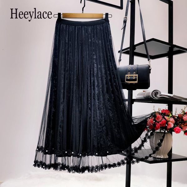 skirts winter floral lace mesh velvet maxi skirt women high waist pleuche flounced long tulle for midi, Black
skirts winter floral lace mesh velvet maxi skirt women high waist pleuche flounced long tulle for midi, Black