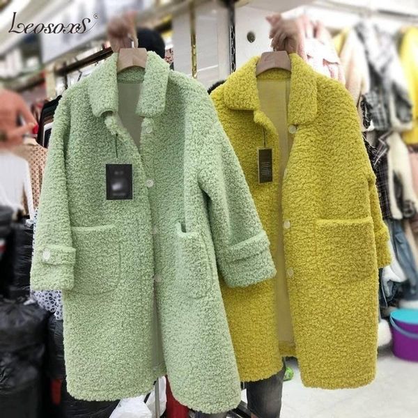 women's wool & blends lamb warm winter coat women long jackets solid turn-down collar single breasted pockets 2021 korean loose elegant, Black
women's wool & blends lamb warm winter coat women long jackets solid turn-down collar single breasted pockets 2021 korean loose elegant, Black