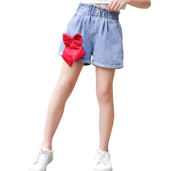 girls short jeans big bow pants kid summer children's clothing 210528, Blue