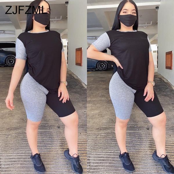 casual color block 2 piece matching sets o neck short sleeve above knee biker shorts jogger slim fit suits women plus size 210520, White
casual color block 2 piece matching sets o neck short sleeve above knee biker shorts jogger slim fit suits women plus size 210520, White