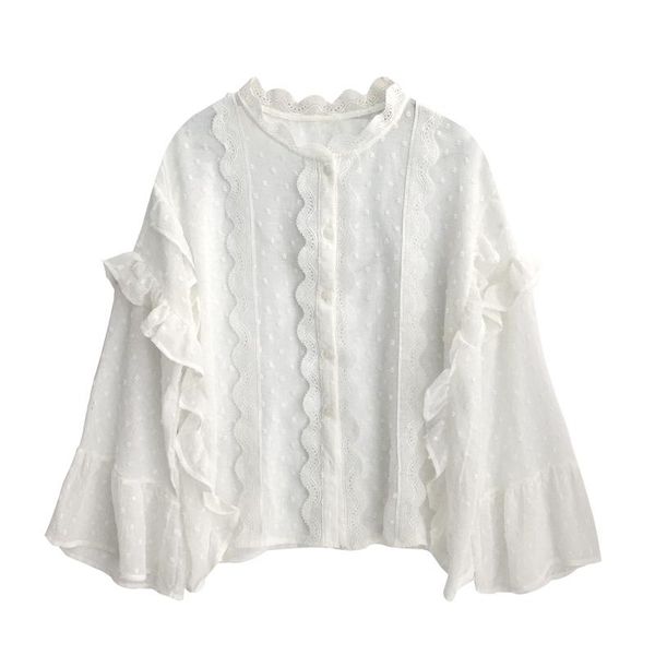 women's blouses & shirts white loose chiffon blouse korean style long sleeve flared sleeves shirt o neck regular vetemznt femme clothin
women's blouses & shirts white loose chiffon blouse korean style long sleeve flared sleeves shirt o neck regular vetemznt femme clothin