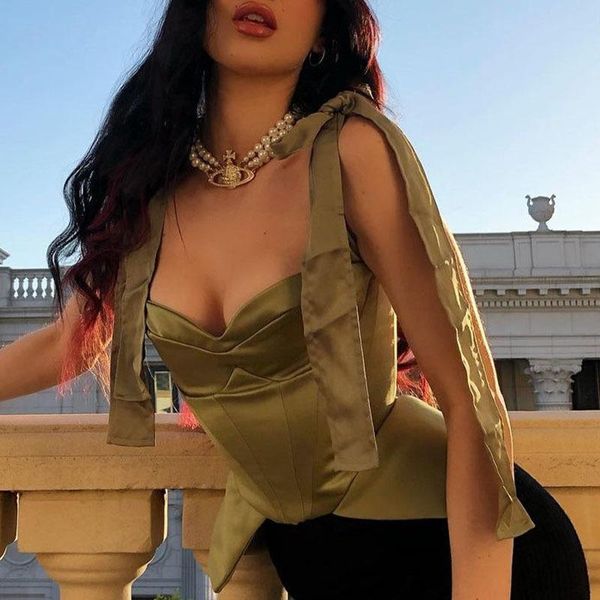 women's blouses & shirts summer satin blusas women 2021 slim bandage bow square neck sleeveless backless fashion club party street, White
women's blouses & shirts summer satin blusas women 2021 slim bandage bow square neck sleeveless backless fashion club party street, White