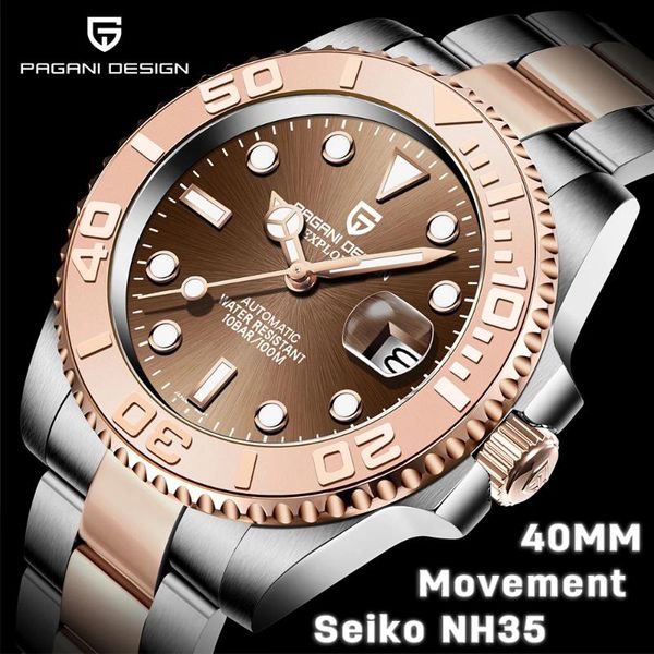 wristwatches pagani design mechanical 100mwaterproof automatic date watches luxury stainless steel watch men ceramic bezel luminous, Slivery;brown
wristwatches pagani design mechanical 100mwaterproof automatic date watches luxury stainless steel watch men ceramic bezel luminous, Slivery;brown