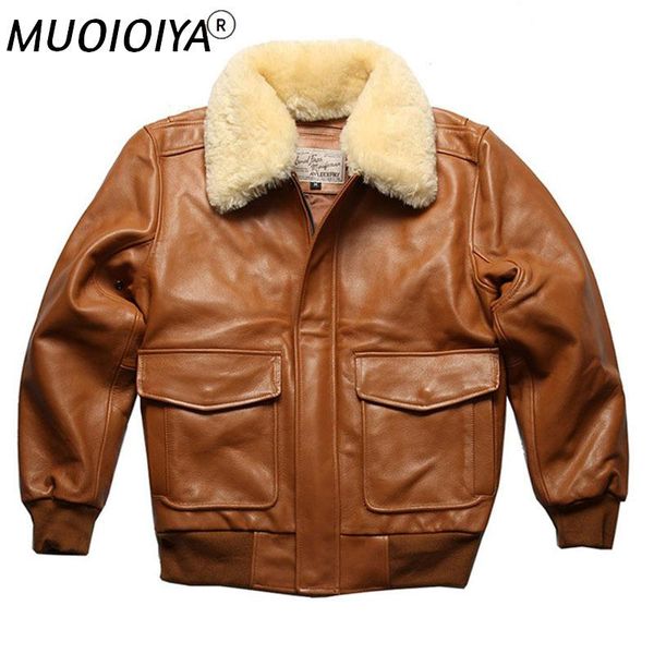 men's leather & faux 2021 flight suit genuine jacket wool collar real men winter sheepskin coat pilot bomber, Black
men's leather & faux 2021 flight suit genuine jacket wool collar real men winter sheepskin coat pilot bomber, Black