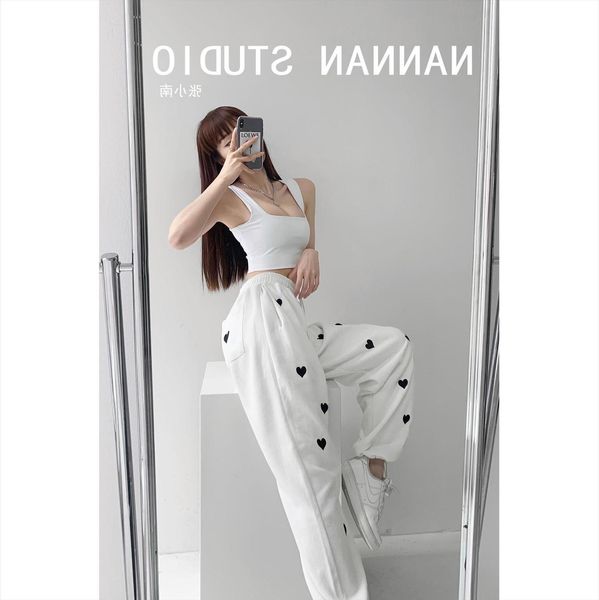 thin girl street style printed women capris love sweatpants high waist elastic panties casual loose, Black;white
thin girl street style printed women capris love sweatpants high waist elastic panties casual loose, Black;white