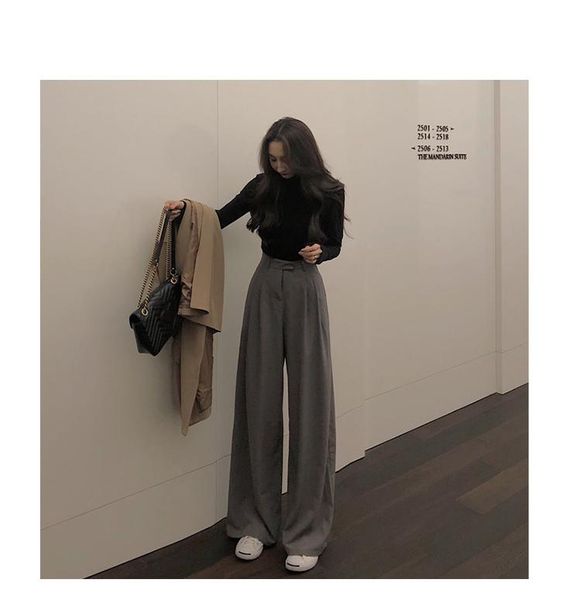 women's pants & capris 2021 autumn suit female solid wide leg women full length ladies simple casual straight, Black;white
women's pants & capris 2021 autumn suit female solid wide leg women full length ladies simple casual straight, Black;white