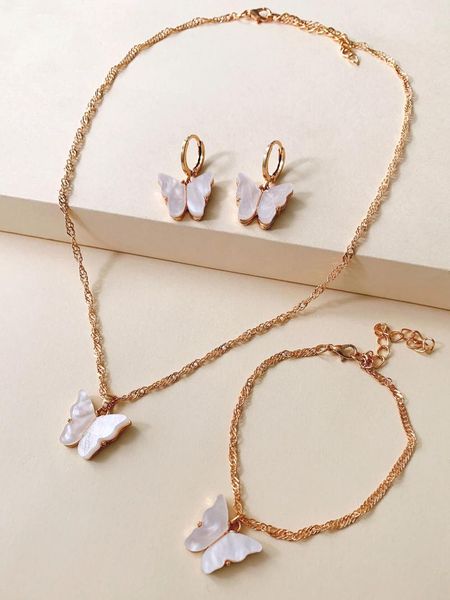 earrings & necklace ladies fashion trend all-match item decoration net red color butterfly clavicle chain bracelet, Silver
earrings & necklace ladies fashion trend all-match item decoration net red color butterfly clavicle chain bracelet, Silver