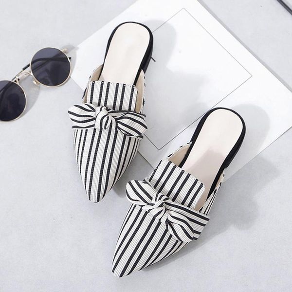 slippers summer women's ladies elegant pointed toe bowtie woman stripes low heels women shoes fashion female mules 2021, Black
slippers summer women's ladies elegant pointed toe bowtie woman stripes low heels women shoes fashion female mules 2021, Black
