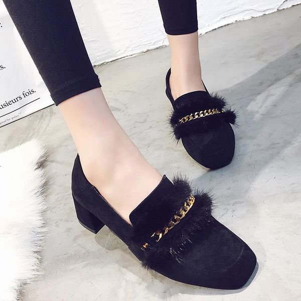 dress shoes fashion basic pumps for women med sqare heel slip-on ladies wool winter female single, Black
dress shoes fashion basic pumps for women med sqare heel slip-on ladies wool winter female single, Black