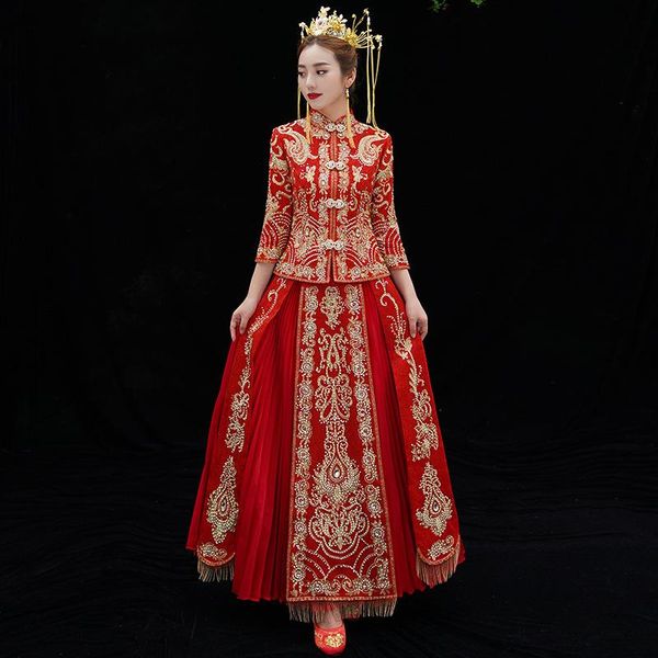chinese wedding dress traditional classic mandarin collar cheongsam marriage suit embroidery phoenix ancient qipao vestidos ethnic clothing, Red
chinese wedding dress traditional classic mandarin collar cheongsam marriage suit embroidery phoenix ancient qipao vestidos ethnic clothing, Red
