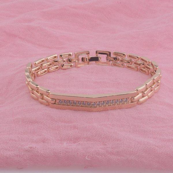 link, chain fj 7mm 18cm square women 585 rose gold color white crystal bracelet toggle lock, Black
link, chain fj 7mm 18cm square women 585 rose gold color white crystal bracelet toggle lock, Black